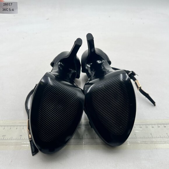 FYS Black Platform Open Toe Sandals Ankle Strap High Heels Party Shoes - Picture 7 of 8